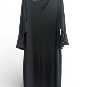 Quacker Factory Women’s Black Dress 3/4 Sleeves w/ Rhinestones Size 3X